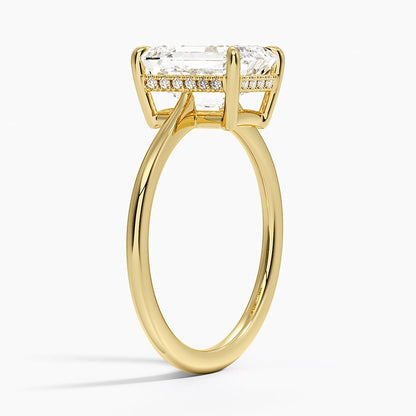 Elle Hidden Halo Diamond Ring - Emerald Cut Center Stone