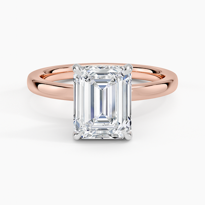 Platinum Mixed Metal Audrey 2mm Diamond Ring - Emerald Cut Center Stone
