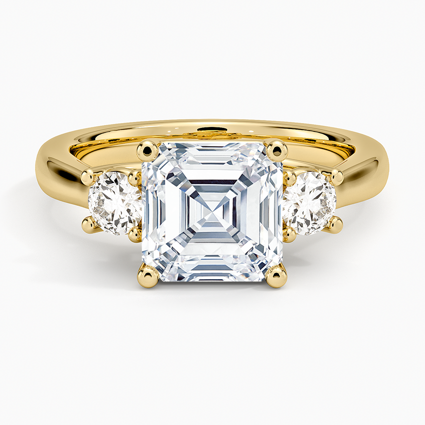 Petite Three Stone Trellis Diamond Ring (1/3 ct. tw.) - Asscher Cut Center Stone