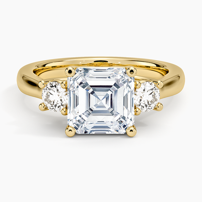 Petite Three Stone Trellis Diamond Ring (1/3 ct. tw.) - Asscher Cut Center Stone