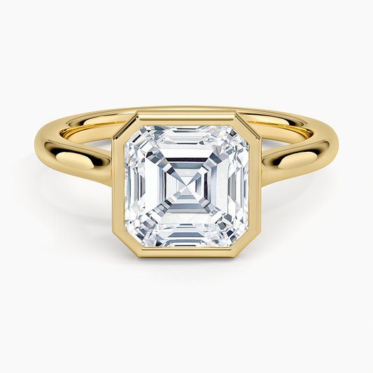 Luna 2mm Bezel Ring - Asscher Cut Center Stone