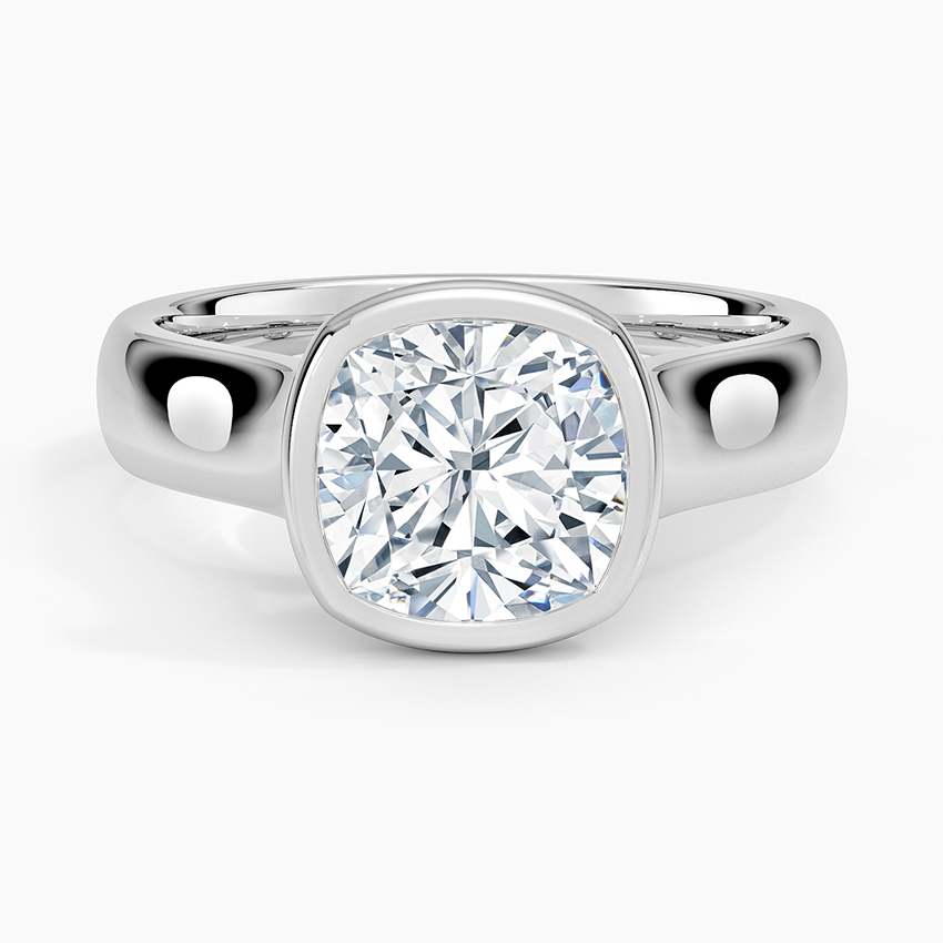 Luna 4mm Bezel Ring - Cushion Cut Center Stone