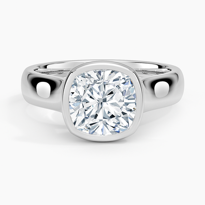Luna 4mm Bezel Ring - Cushion Cut Center Stone