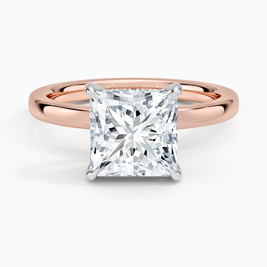 Platinum Mixed Metal Audrey 2mm Diamond Ring - Princess Cut Center Stone