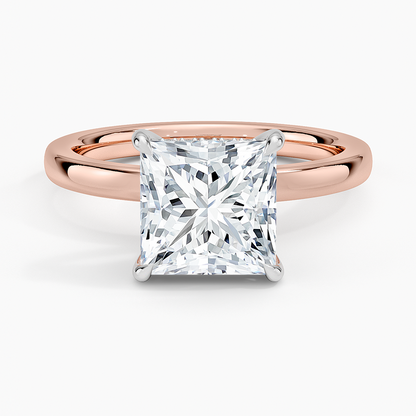 Platinum Mixed Metal Audrey 2mm Diamond Ring - Princess Cut Center Stone