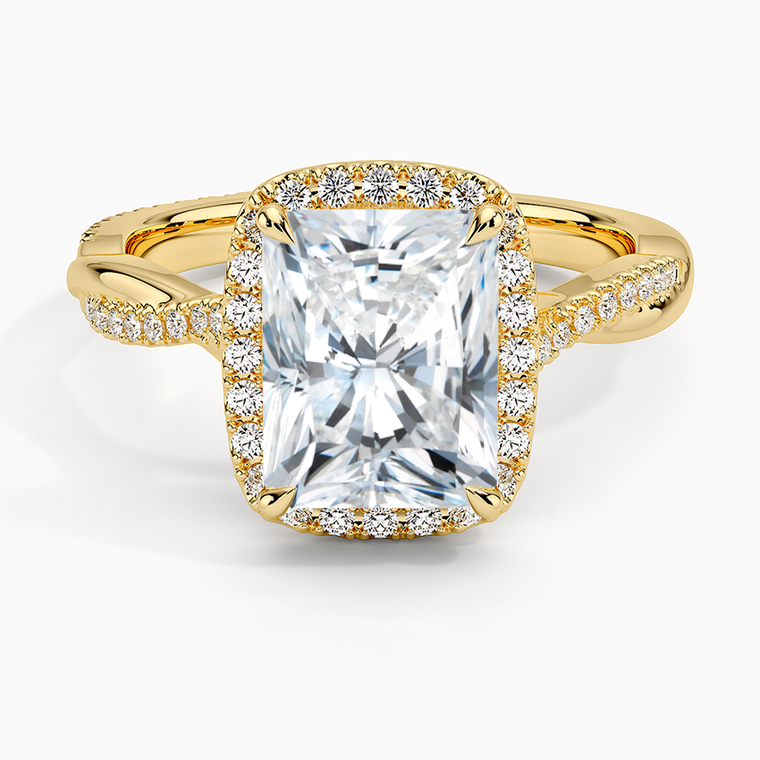 Petite Twisted Vine Halo Diamond Ring (1/4 ct. tw.) - Radiant Cut Center Stone