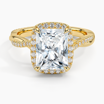 Petite Twisted Vine Halo Diamond Ring (1/4 ct. tw.) - Radiant Cut Center Stone