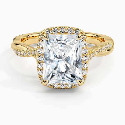 Petite Twisted Vine Halo Diamond Ring (1/4 ct. tw.) - Radiant Cut Center Stone
