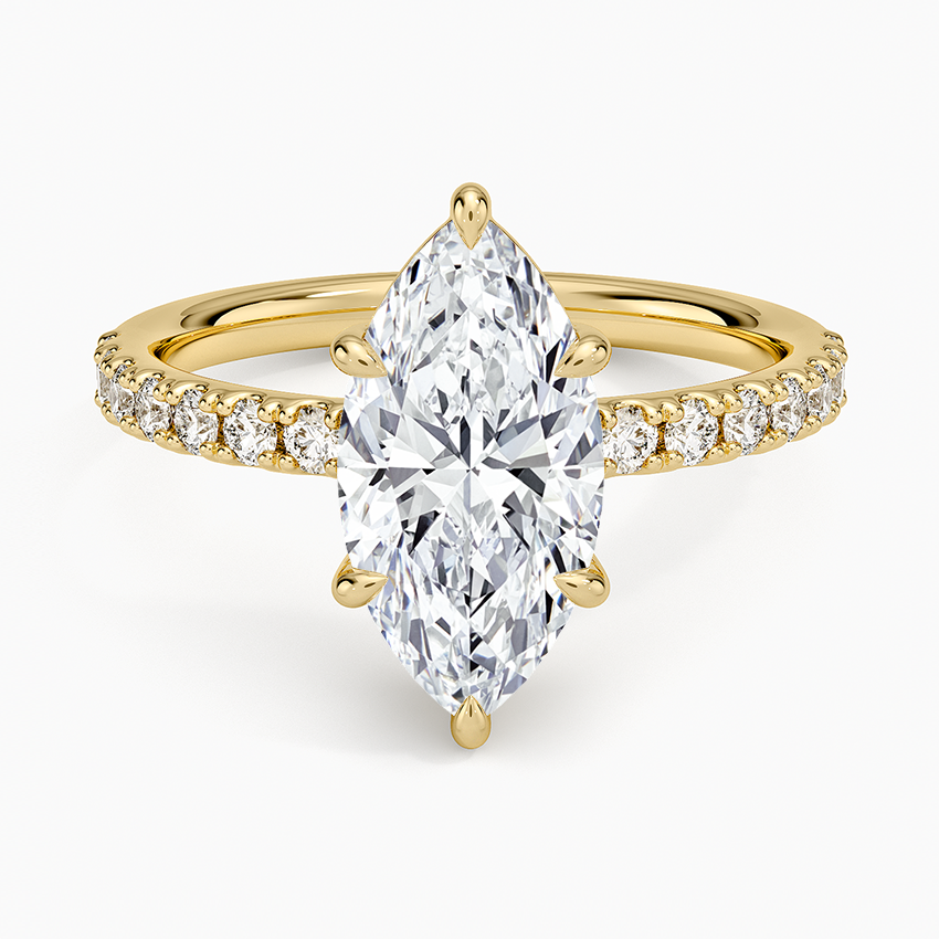 Dara Low-Profile Diamond Ring - Marquise Center Stone