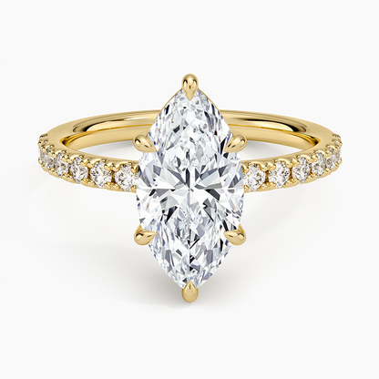 Dara Low-Profile Diamond Ring - Marquise Center Stone