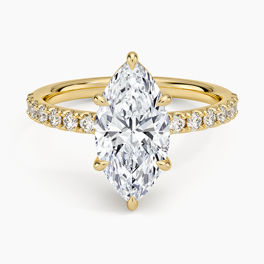 Dara Low-Profile Diamond Ring - Marquise Center Stone