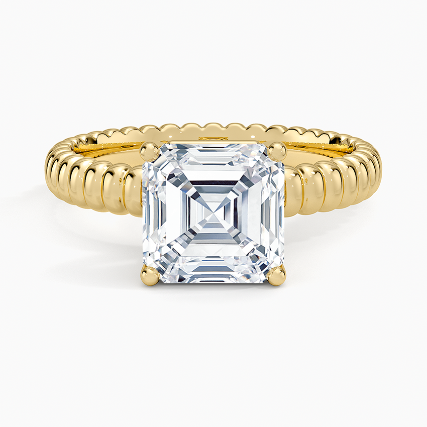 Petra Textured Solitaire Ring - Asscher Cut Center Stone