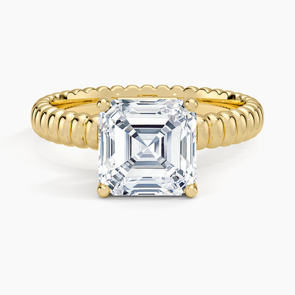 Petra Textured Solitaire Ring - Asscher Cut Center Stone