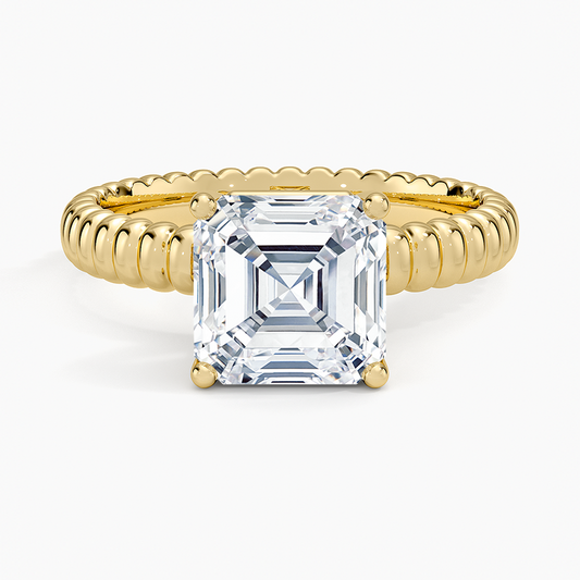 Petra Textured Solitaire Ring - Asscher Cut Center Stone