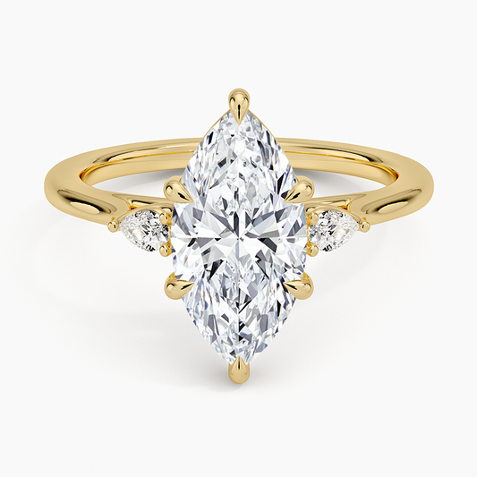 Aria Perfect Fit Three Stone Diamond Ring - Marquise Center Stone