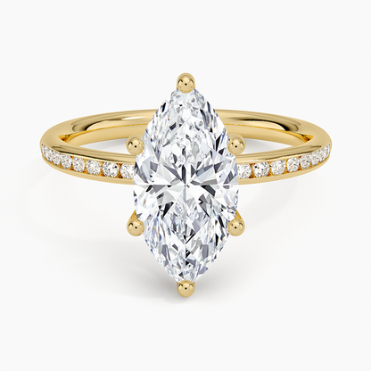 Tabitha Channel Set Diamond Ring - Marquise Cut Center Stone