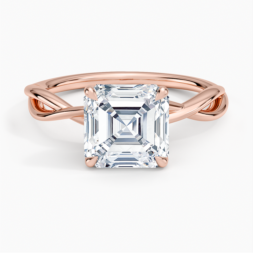 Alya Twist Solitaire Ring - Asscher Cut Center Stone
