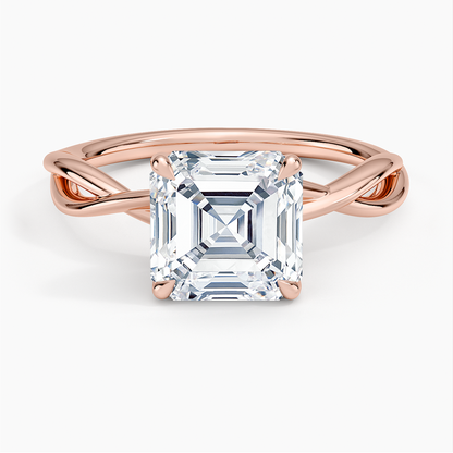 Alya Twist Solitaire Ring - Asscher Cut Center Stone