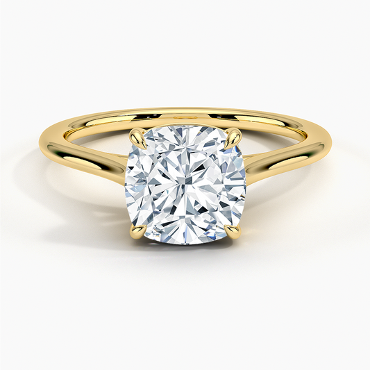 1.4mm Provence Solitaire Ring - Cushion Cut Center Stone