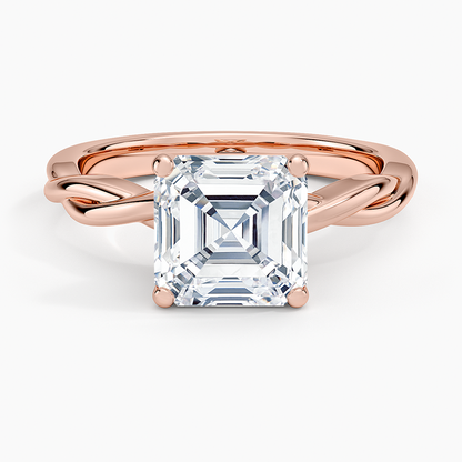 Twisted Vine Solitaire Ring - Asscher Cut Center Stone