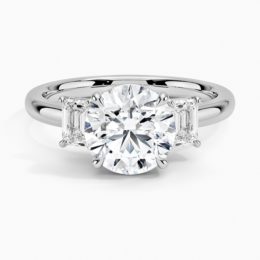 Rhiannon Emerald Cut Three Stone Diamond Ring (1/2 ct. tw.) - Round Center Stone