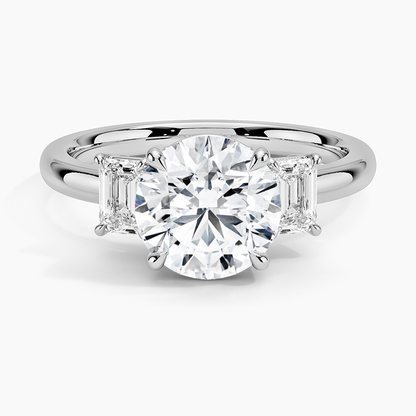 Rhiannon Emerald Cut Three Stone Diamond Ring (1/2 ct. tw.) - Round Center Stone
