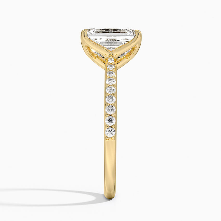 Elodie Cathedral Diamond Ring - Emerald Cut Center Stone