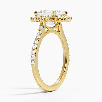 Luxe Sunburst Halo Diamond Ring (1/2 ct. tw.) - Asscher Cut Center Stone