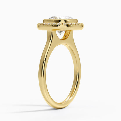 Bezel Halo Diamond Ring (1/4 ct. tw.) - Cushion Cut Center Stone
