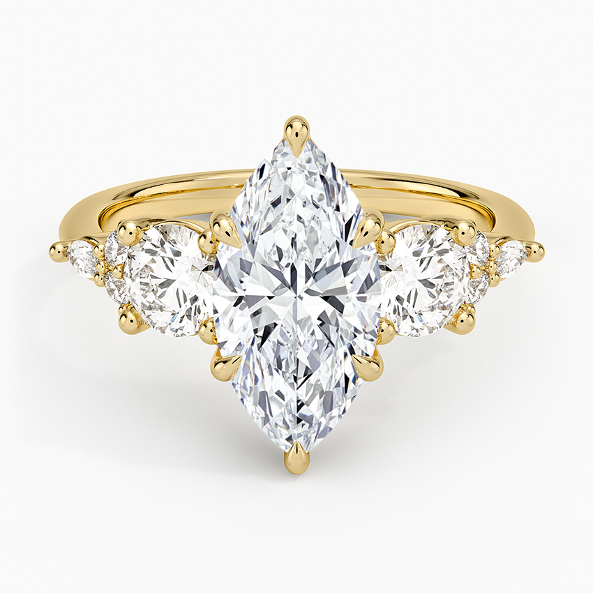 Luxe Nadia Three Stone Diamond Ring - Marquise Center Stone