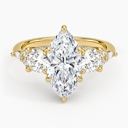 Luxe Nadia Three Stone Diamond Ring - Marquise Center Stone