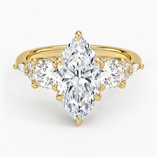Luxe Nadia Three Stone Diamond Ring - Marquise Center Stone