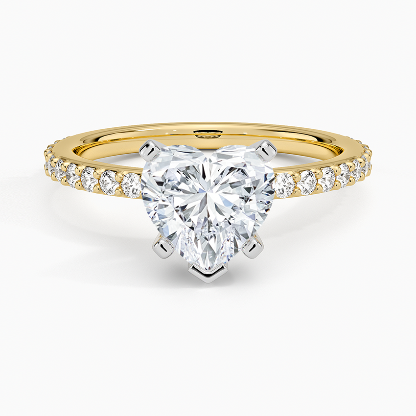 Petite Shared Prong Three-Quarter Coverage Diamond Ring (1/3 ct. tw.) - Heart Center Stone