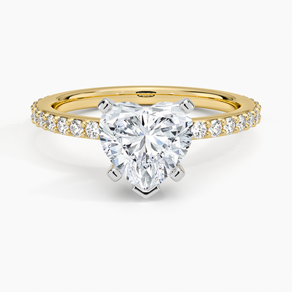Petite Shared Prong Three-Quarter Coverage Diamond Ring (1/3 ct. tw.) - Heart Center Stone