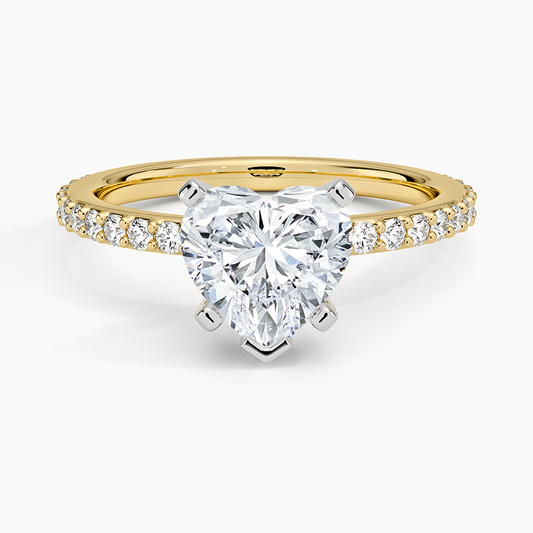 Petite Shared Prong Three-Quarter Coverage Diamond Ring (1/3 ct. tw.) - Heart Center Stone
