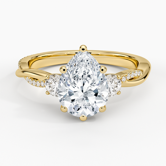 Petite Twisted Vine Three Stone Diamond Ring (2/5 ct. tw.) - Pear Center Stone