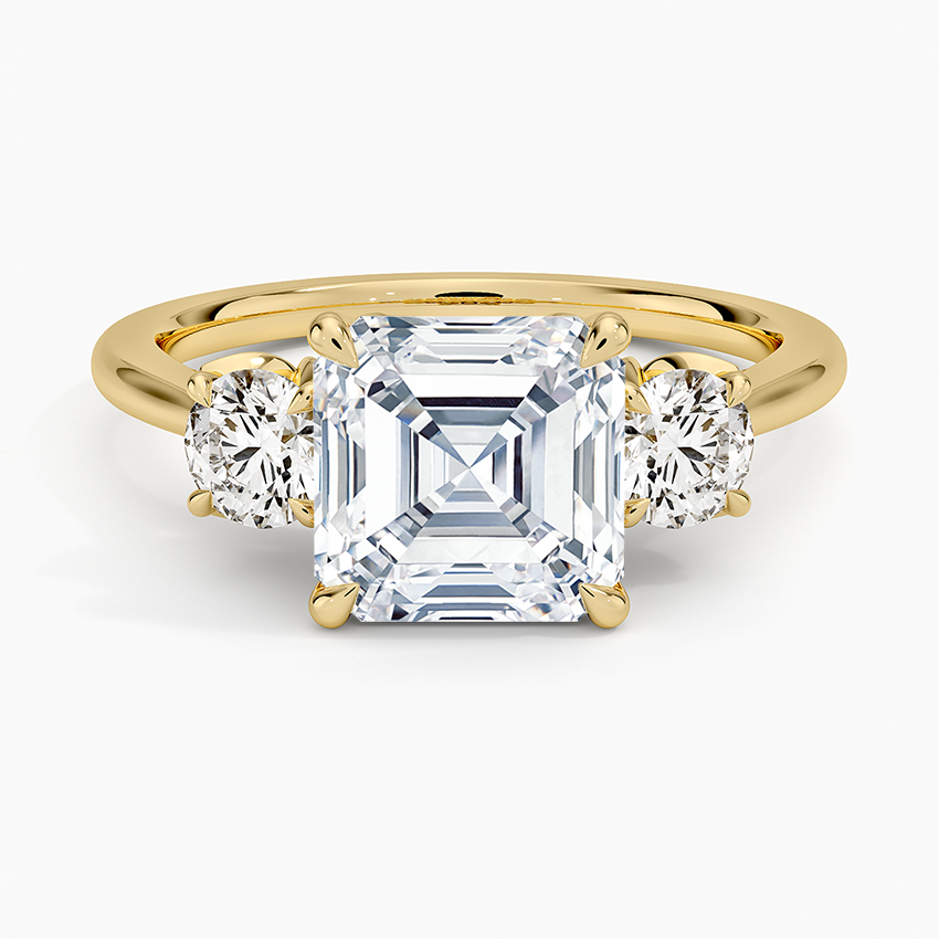 Petal Three Stone Diamond Ring (2/3 ct. tw.) - Asscher Cut Center Stone