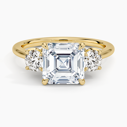 Petal Three Stone Diamond Ring (2/3 ct. tw.) - Asscher Cut Center Stone