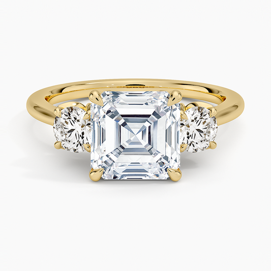 Petal Three Stone Diamond Ring (2/3 ct. tw.) - Asscher Cut Center Stone