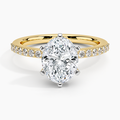 Six Prong Petite Shared Prong Diamond Ring (1/5 ct. tw.) - Oval Center Stone