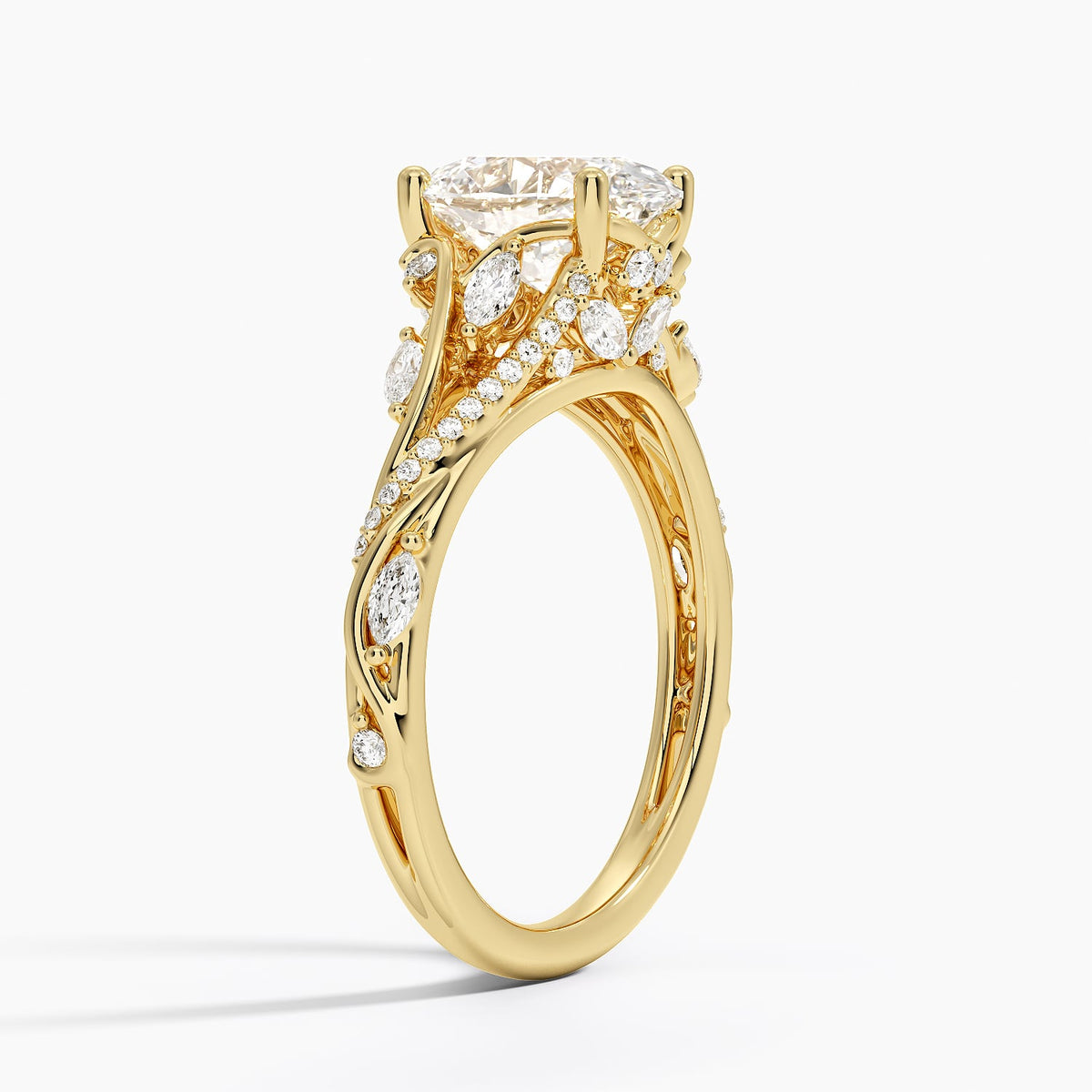 Begonia Vine Diamond Ring (1/2 ct. tw.) - Oval Center Stone