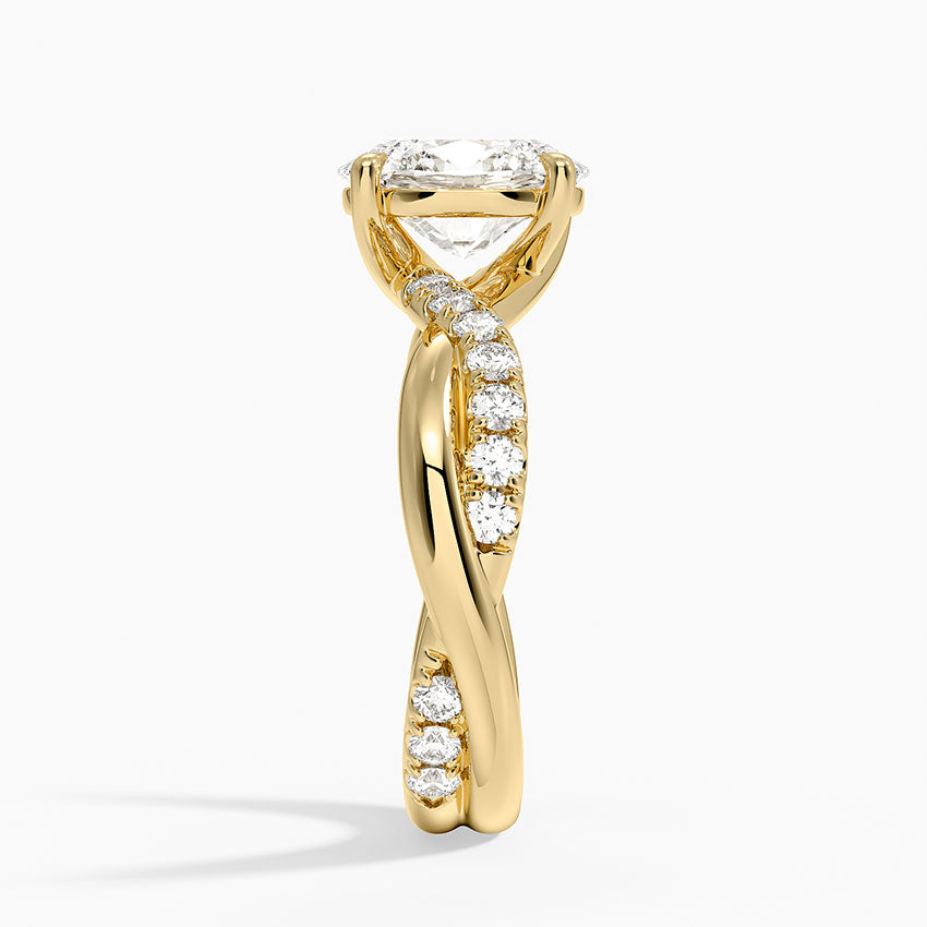 Cascade Twisted Diamond Ring - Oval Cut Center Stone