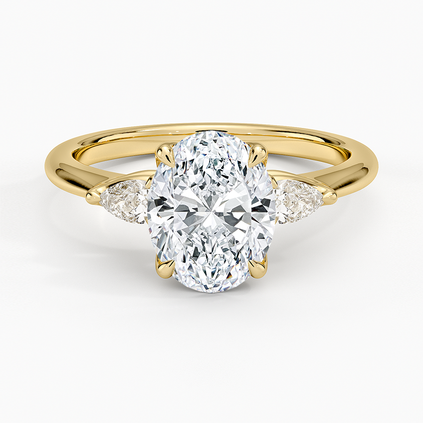 Petite Fleur Three Stone Diamond Ring - Oval Center Stone