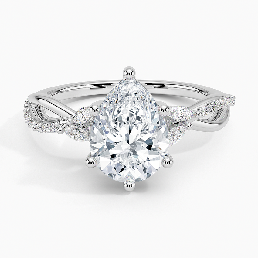 Petite Twisted Willow Diamond Ring - Pear Center Stone