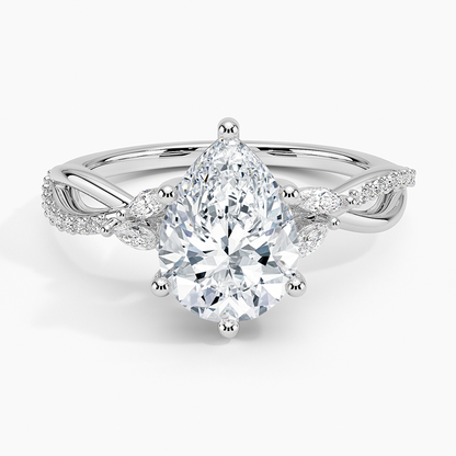 Petite Twisted Willow Diamond Ring - Pear Center Stone
