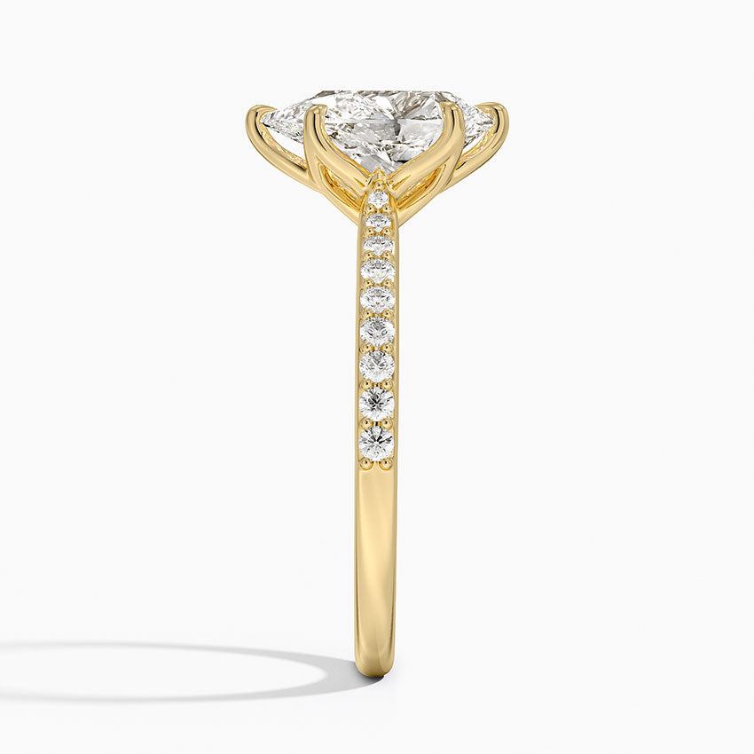 Elodie Cathedral Diamond Ring - Pear Center Stone