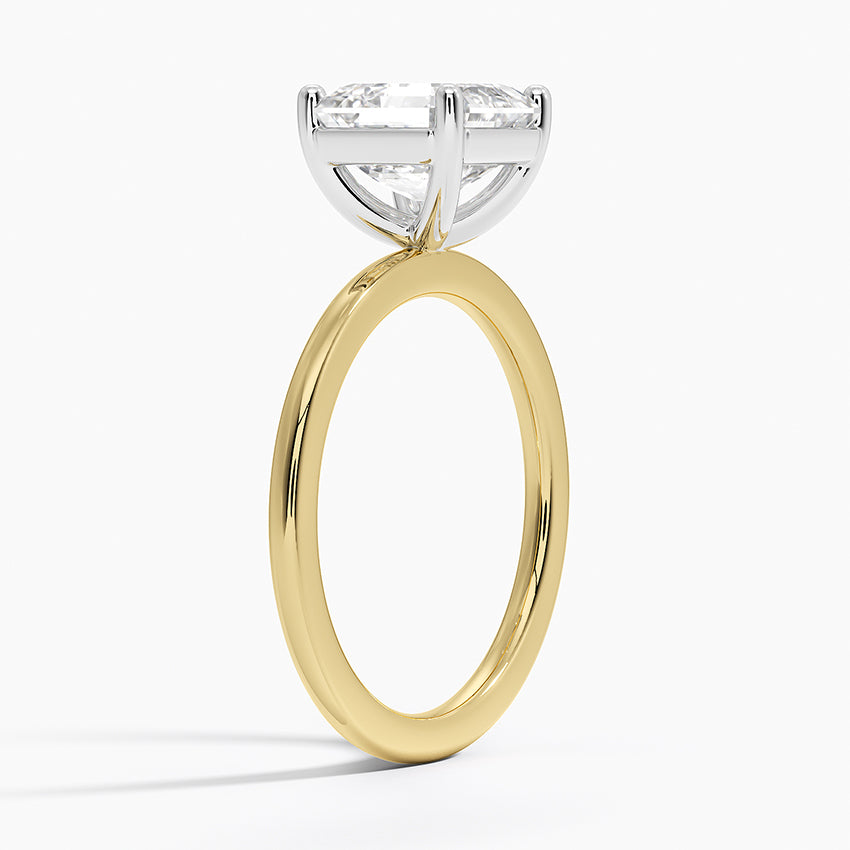 Platinum Mixed Metal Perfect Fit Solitaire Ring - Asscher Cut Center Stone