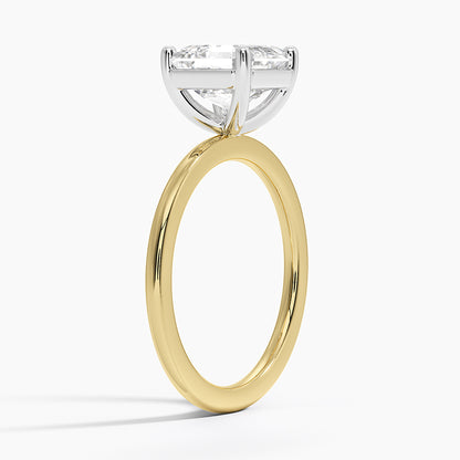 Platinum Mixed Metal Perfect Fit Solitaire Ring - Asscher Cut Center Stone