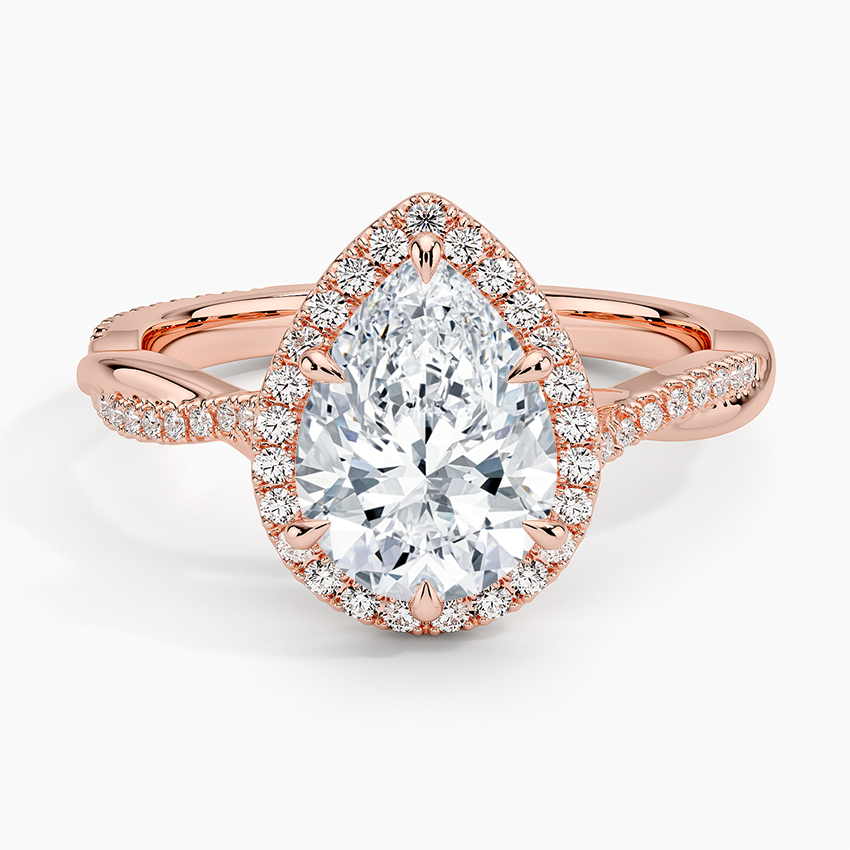 Petite Twisted Vine Halo Diamond Ring (1/4 ct. tw.) - Pear Center Stone