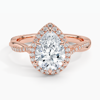 Petite Twisted Vine Halo Diamond Ring (1/4 ct. tw.) - Pear Center Stone